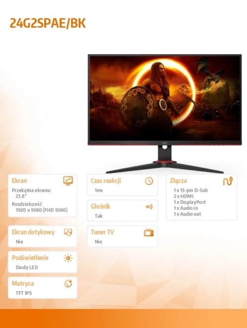 Monitor 24 colos IPS 165Hz HDMI és DP csatlakozóval