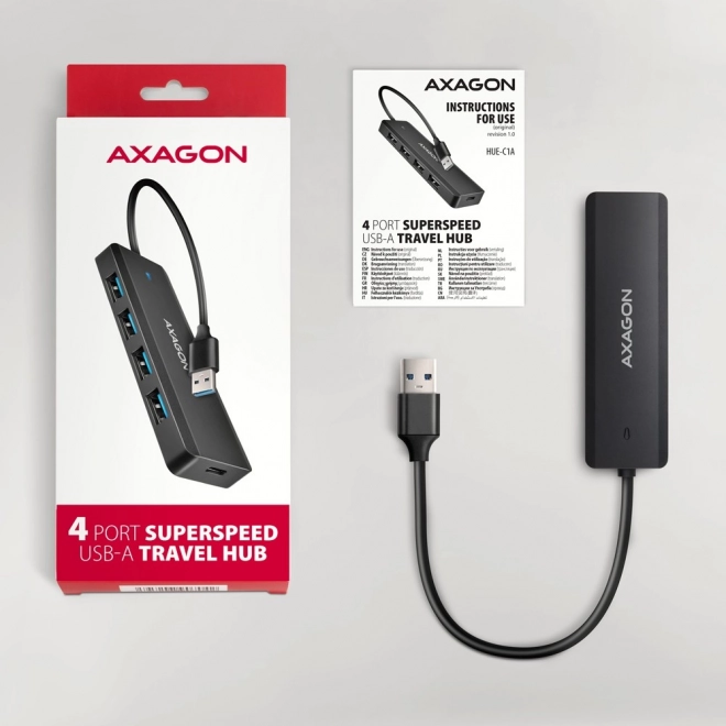 Axagon 4 portos utazó USB hub 5 Gbps