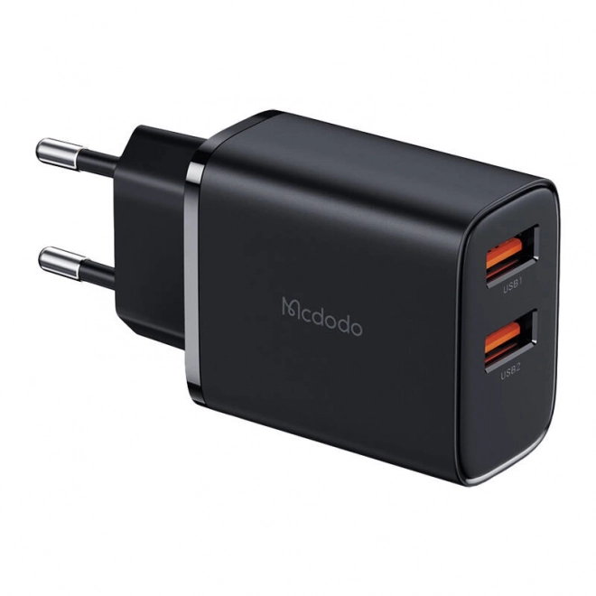 Mcdodo dupla USB-A hálózati töltő, fekete