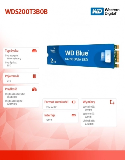Kreativitást növelő WD Blue SA510 2TB M.2 SSD