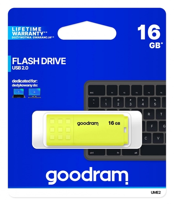 Pendrive 16GB USB 2.0 sárga