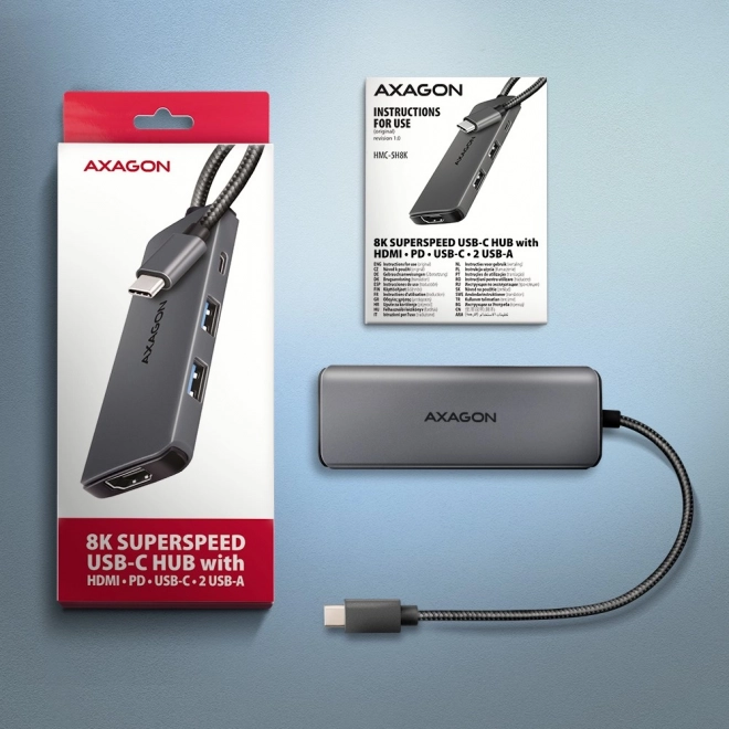 Wieloportos AXAGON USB-C Hub 5 az 1-ben