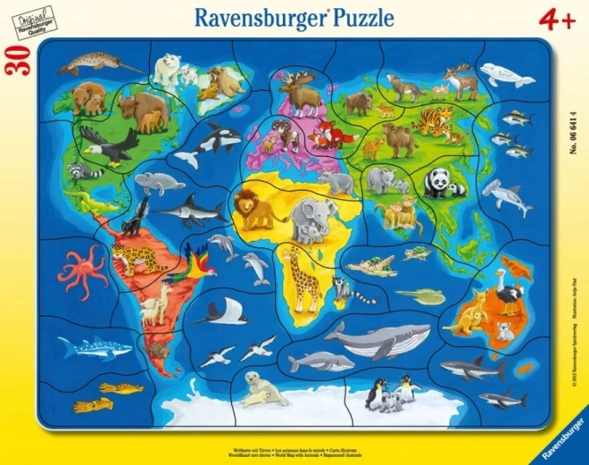 állatos világtérkép puzzle