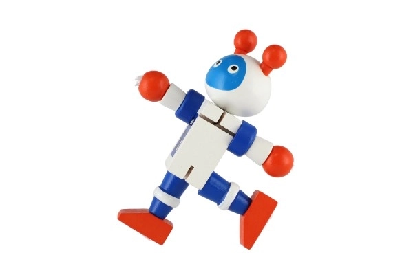 Fából készült robot játékfigura 12 cm