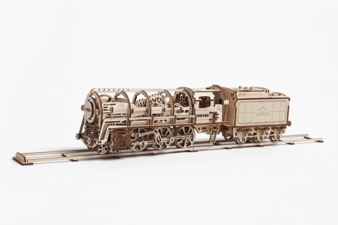 Mechanikus fa puzzle UGEARS - Gőzmozdony tendervel