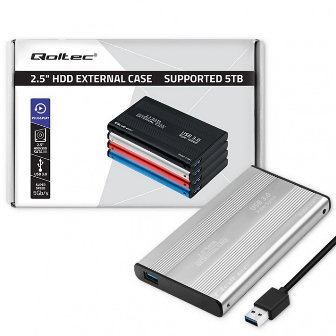 Alumínium külső merevlemez ház 2.5'' SATA3 USB 3.0 ezüst