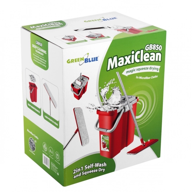Lapos felmosó vödörrel és csavaróval GreenBlue MaxiClean, 2× mikroszálas huzat