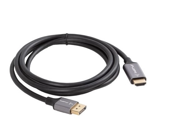 DisplayPort - HDMI kábel, fekete-ezüst, 4K, 1,8 m