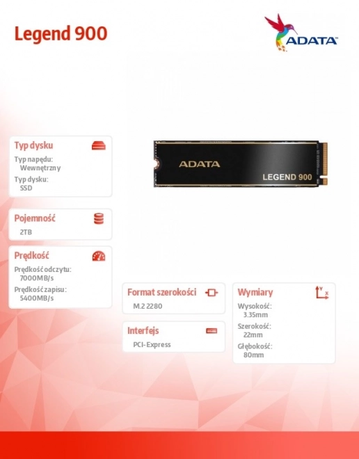 Legend 900 2TB SSD meghajtó PCIe 4.0 nagy sebességgel