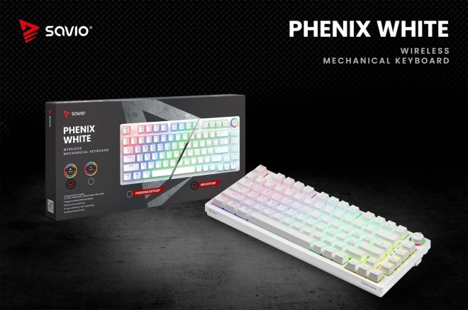 Vezeték nélküli mechanikus billentyűzet Phenix White Gateron Red Pro