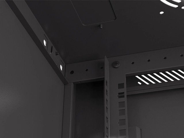 Fali rack szekrény 19 inch 4U perforált ajtóval fekete