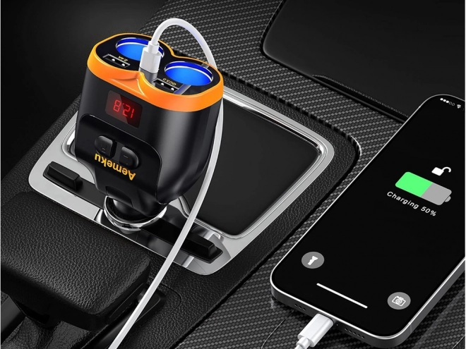 Autós szivargyújtó elosztó dupla USB-A, USB-C QC 3.0 töltő