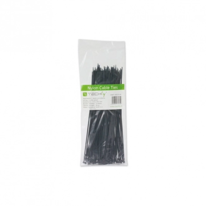 Nylon kábelkötegelő 200 x 2,5 mm fekete, 100 db