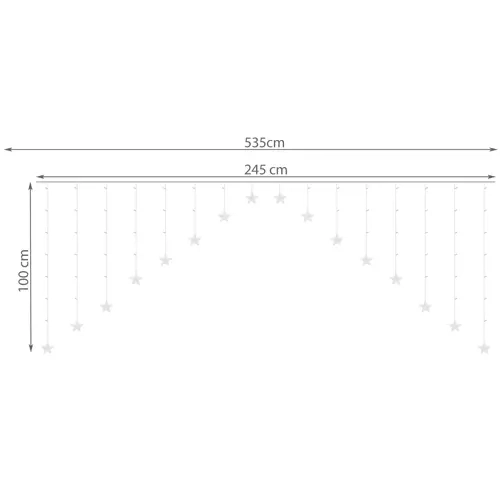 Fényfüggöny csillagos 136 LED meleg fehér fény