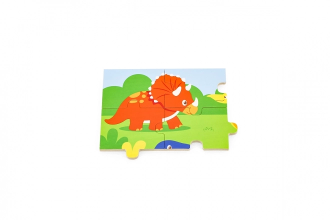 Fa Puzzle Dinoszauruszok, 16 Darabos