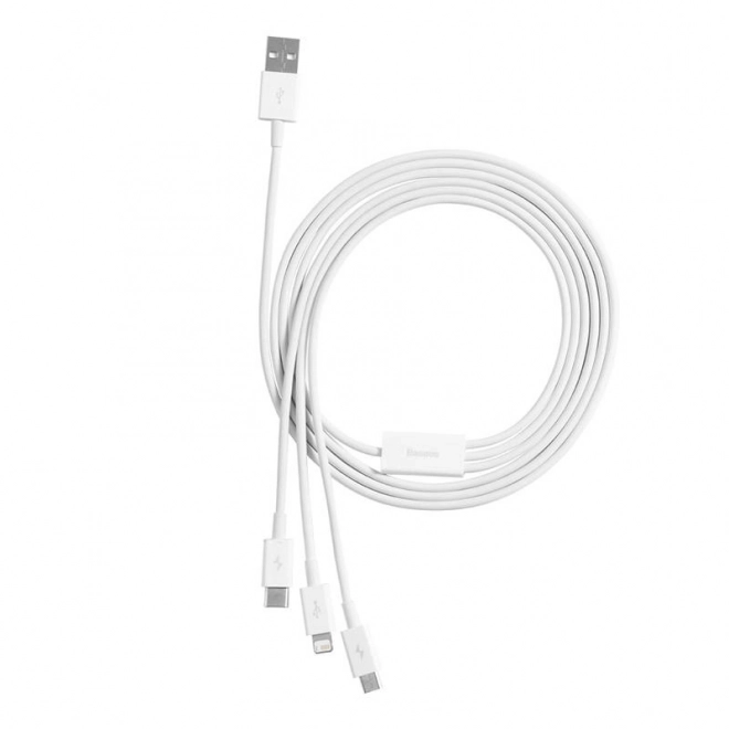 Baseus Superior Data gyors töltőkábel USB M+L+C, 0,5 m, fehér
