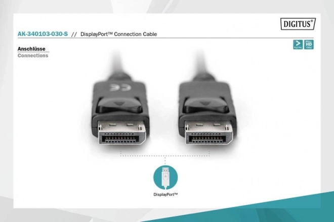 DisplayPort csatlakozókábel fekete, 3m