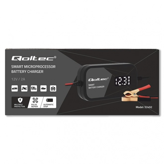 Intelligens 12V 2A akkumulátor töltő AGM GEL-hez LCD kijelzővel