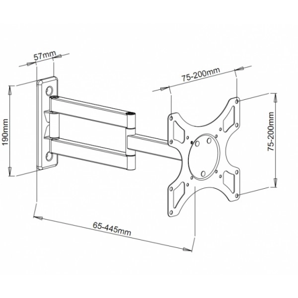 Fali konzol LCD/LED 19-37 col, dupla kar, fekete