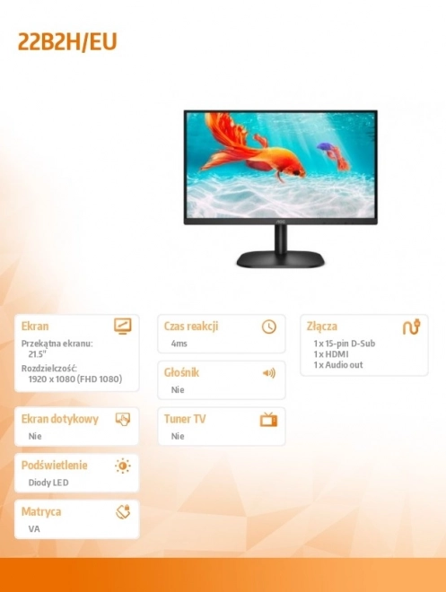 Monitor 22 hüvelykes VA HDMI