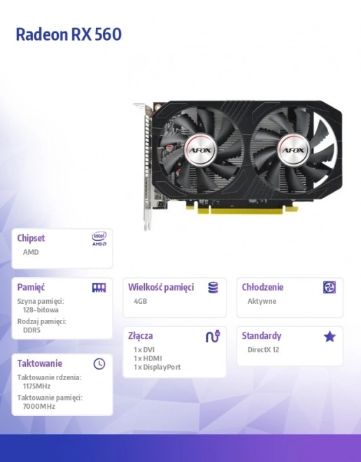 Radeon RX 560 grafikus kártya 4GB GDDR5