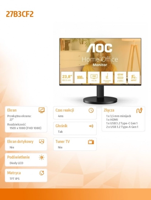27 hüvelykes IPS Monitor HDMI és USB-C csatlakozóval