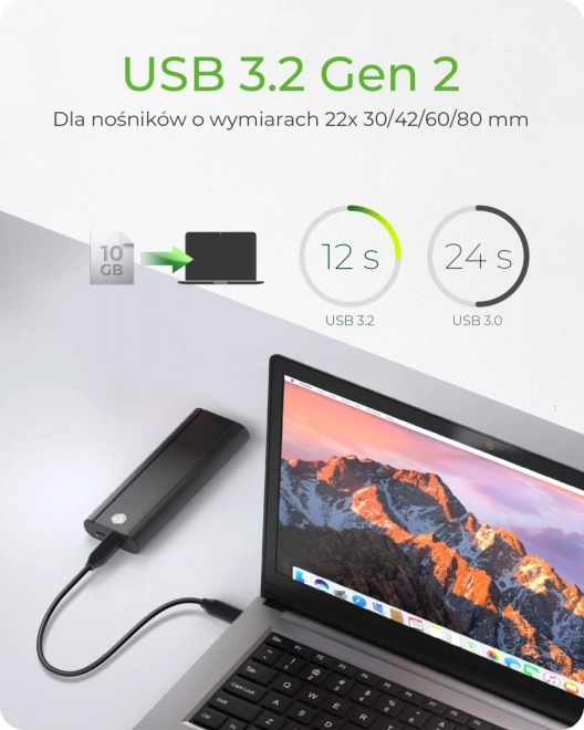 Külső SSD ház M.2 NVMe - Alumínium USB 3.2 (Gen2) Type-C