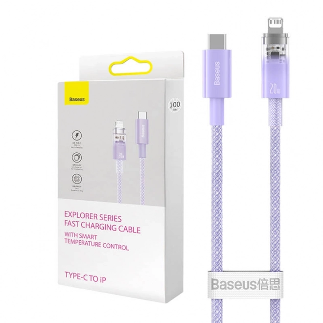 Baseus USB-C Lightning gyors töltő kábel 1m lila