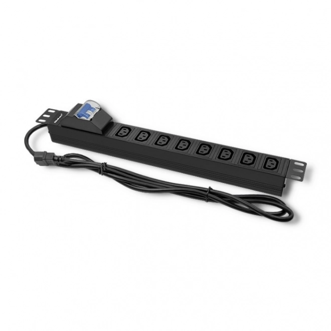 19 hüvelykes Rack tápcsík megszakítóval, 1U 10A PDU 8xIEC C13 2m