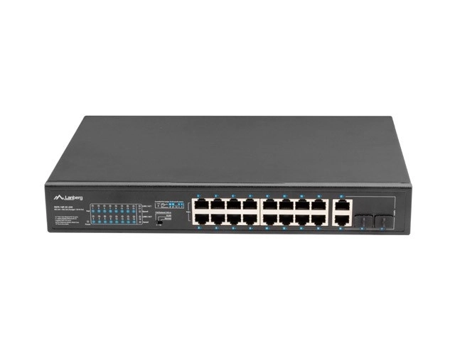 Niezarządzalny PoE+ switch 16 portos Gigabit Ethernet 250W rackhez