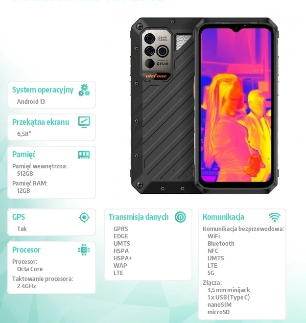 Okostelefon Power Armor 18T Ultra 5G 12/512GB fekete