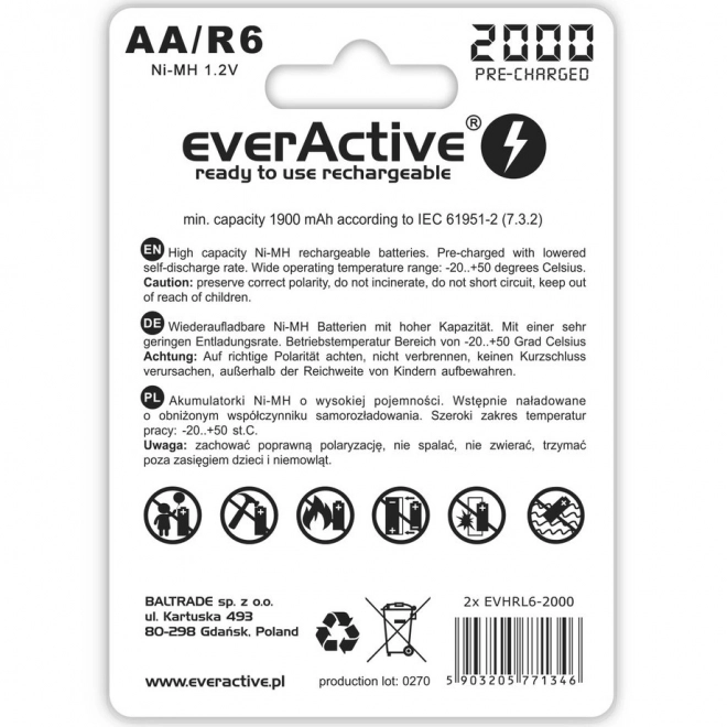 R6 AA 2000 mAh újratölthető akkumulátor, Ready To Use technológia