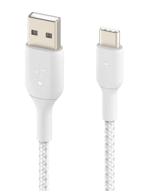 Fonott USB-C USB-A kábel 15 cm fehér