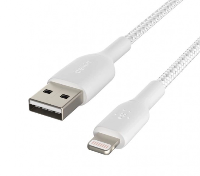 Fonott fehér USB-Lightning kábel 1m