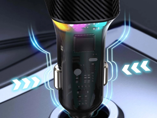 Sebesség USB-C és USB-A autós töltő RGB világítással