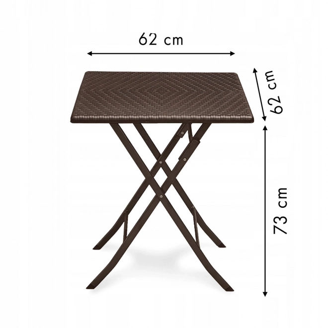 Kerti összecsukható konferenciaasztal rattan erkély 62 cm
