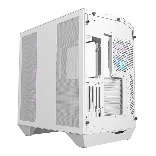 Darkflash számítógépház RGB ventilátorokkal és GPU tartóval, fehér