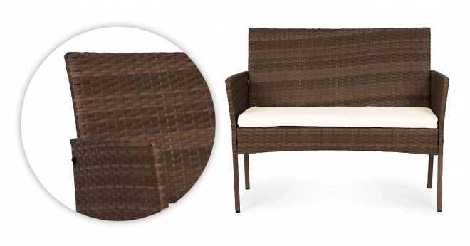 Kerti bútor szett rattan kinézettel – pad, asztal, szék barna MultiGarden