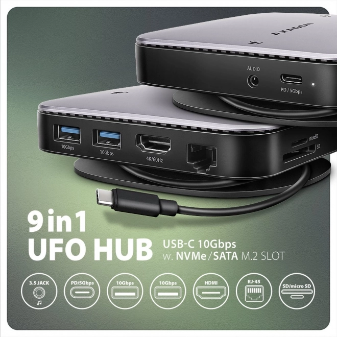 Wieloportos USB-C Hub 9 az 1-ben