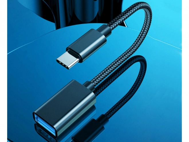 USB-C - USB-A 3.0 OTG adapter fonott kábellel