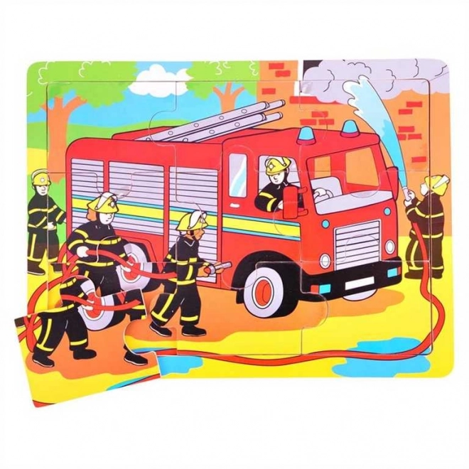 Bigjigs Toys fa tűzoltós puzzle 9 darabos