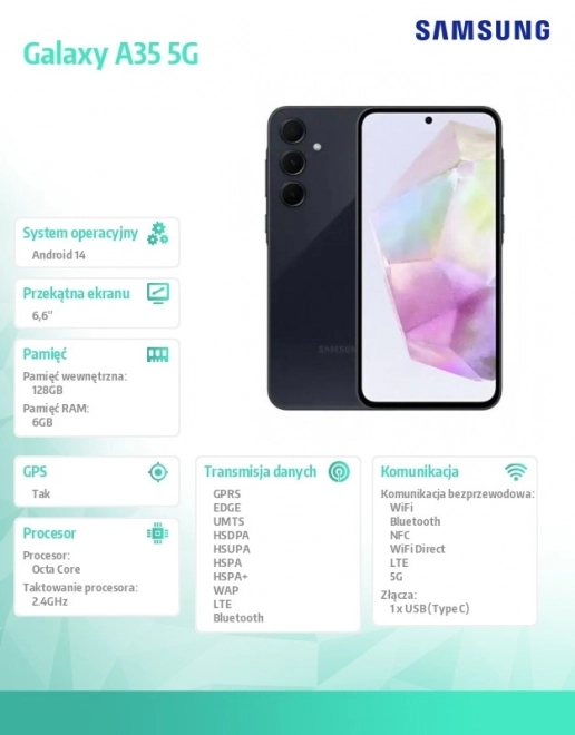 Okostelefon Galaxy A35 DualSIM 5G 6/128GB Fekete