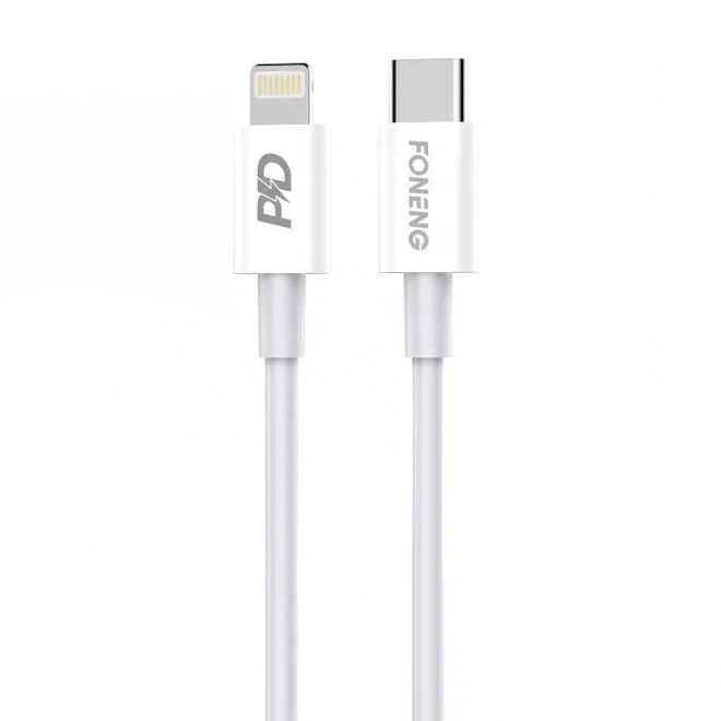 foneng usb-c lightning gyorstöltő kábel, 20w, 1 m (fehér)