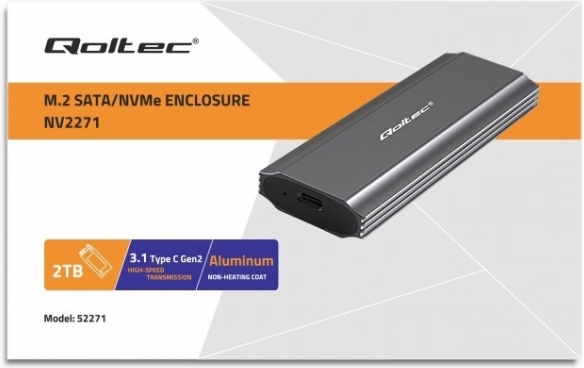 Qoltec hordozható M.2 SSD külső ház - akár 2TB, USB-C, SATA és NVMe támogatás