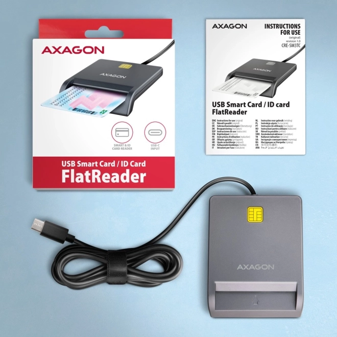 AXAGON USB-C azonosítókártya olvasó kábellel