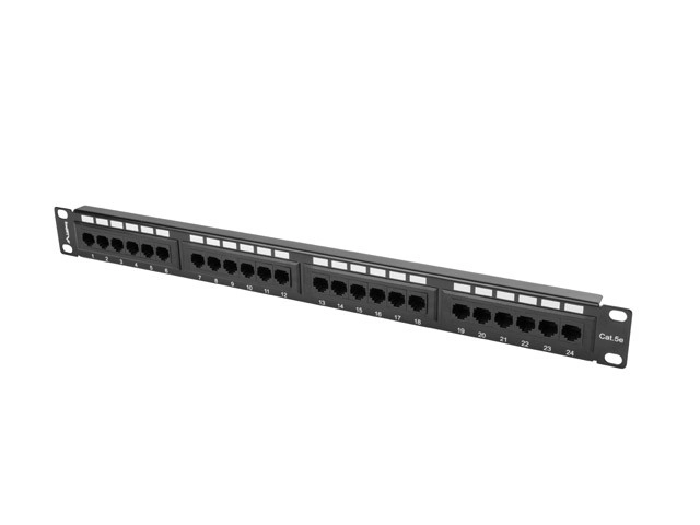 24 portos fekete patch panel 1U