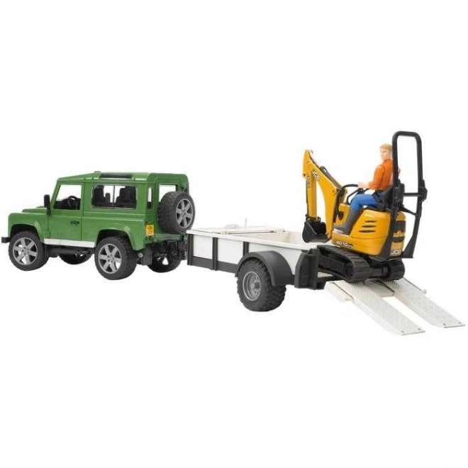 Bruder Land Rover játékszett mikrobagr JCB-vel