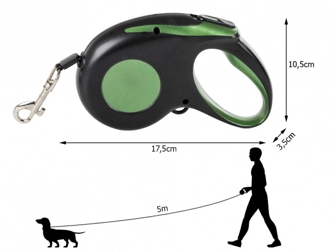 Erős automata kutyapóráz zárral, 5m hosszú, 15kg-ig háziállatoknak