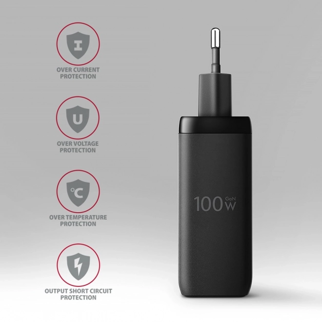 Gyors töltő AXAGON ACU-DPQ100 100W GaN 3 az 1-ben
