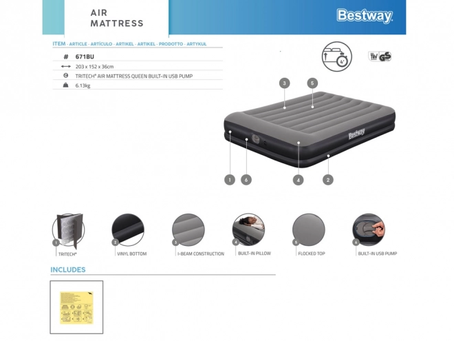 Kényelmes Tritech matrac USB pumpával